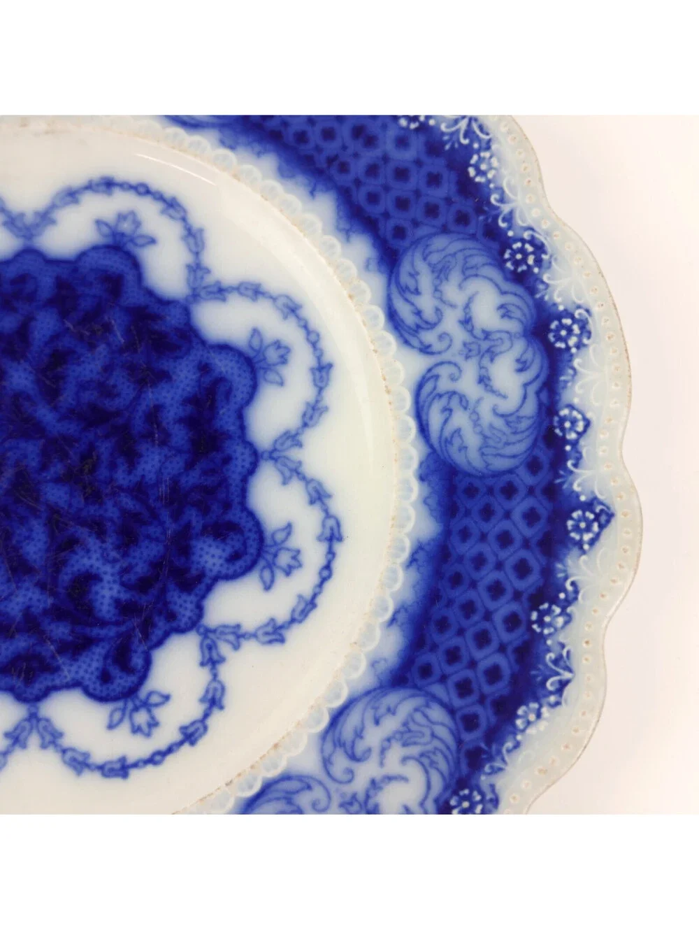 Antique WH Grindley Marlborough No Gold Flow Blue 9” Plate Staffordshire England
